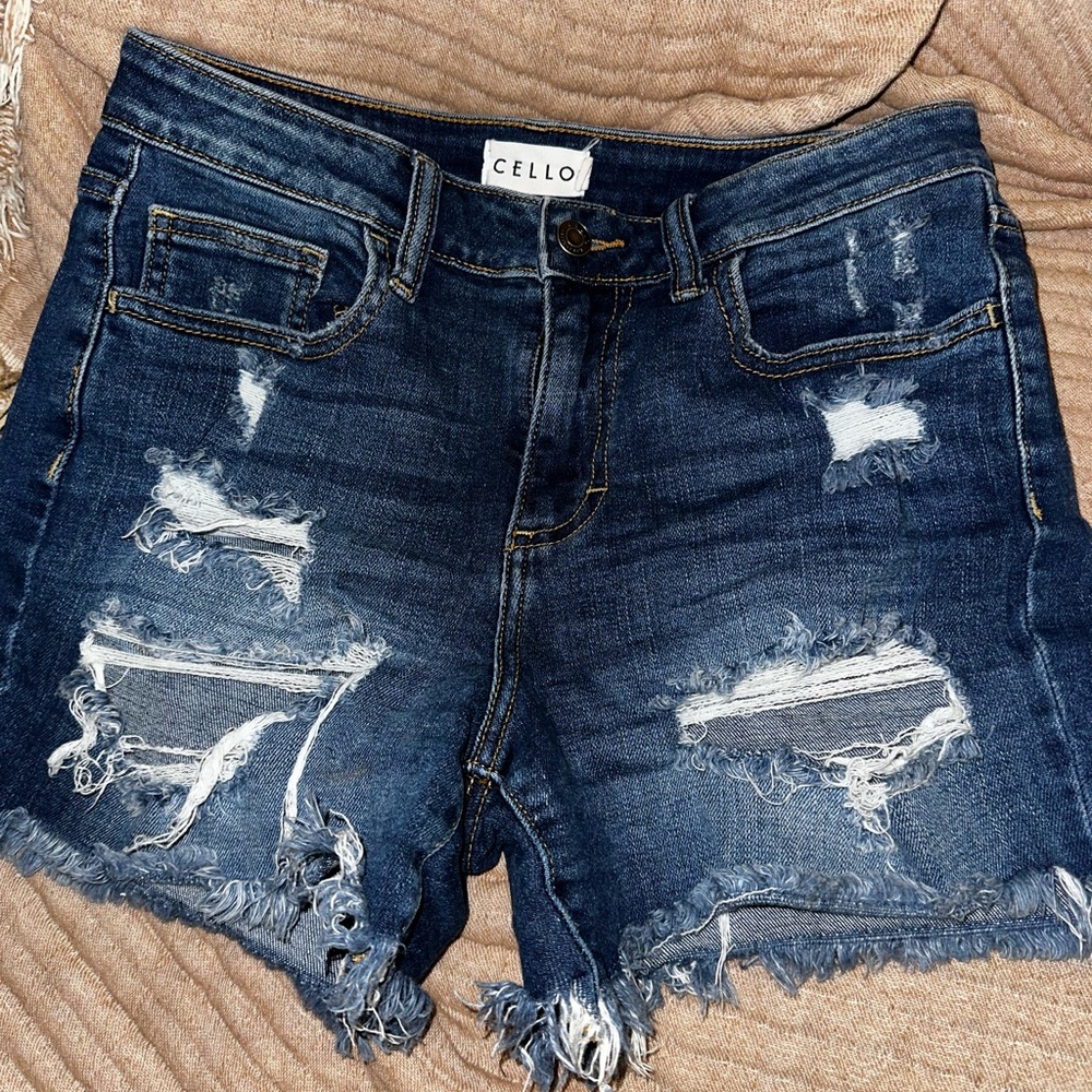Cello high rise distressed denim shorts